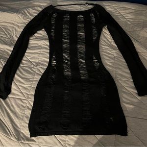 JADED LONDON BLACK UMBRA SHREDDED MINI DRESS size L like new